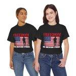 Freedom US Flag Black Color T-Shirt For Unisex Heavy Cotton Tee