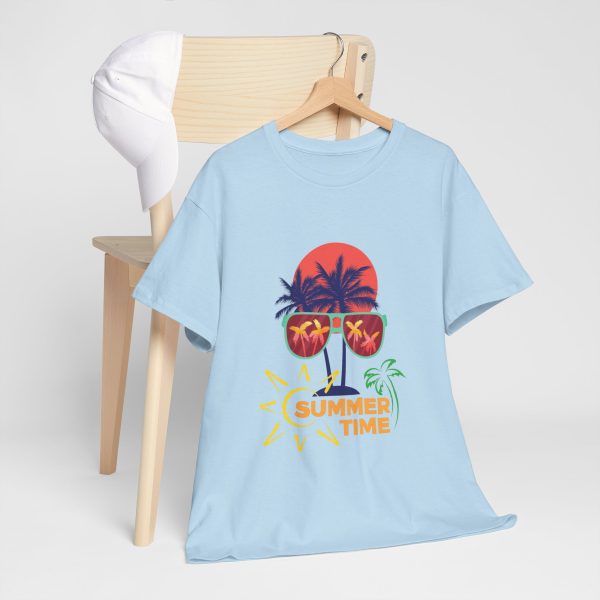Summer Time Light Blue Color T-Shirt For Unisex Heavy Cotton Tee