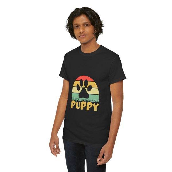 Puppy Unisex Heavy Cotton Dog Tee - Happiness is a Warm Puppy Graphic Tee
