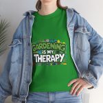 Gardening Is My Therapy Unisex Heavy Cotton Tee - Green Gardening T-Shirt for Plant Lovers