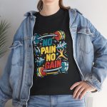No pain no gain gym black color Tshirt For Unisex Heavy Cotton Tee