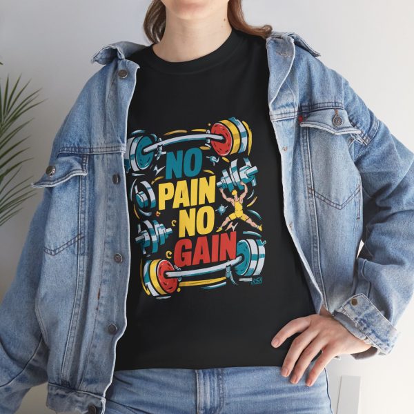 No pain no gain gym black color Tshirt For Unisex Heavy Cotton Tee