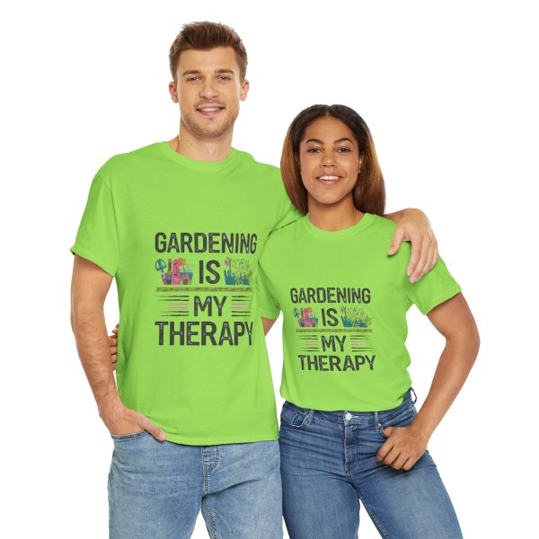 Gardening is My Therapy Unisex Heavy Cotton Tee - Vibrant Green T-Shirt for Plant Lovers