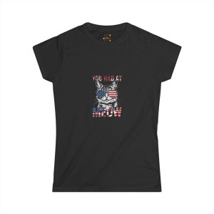 Patriotic Cat Women's Softstyle Tee – 'You Had Me at Meow'