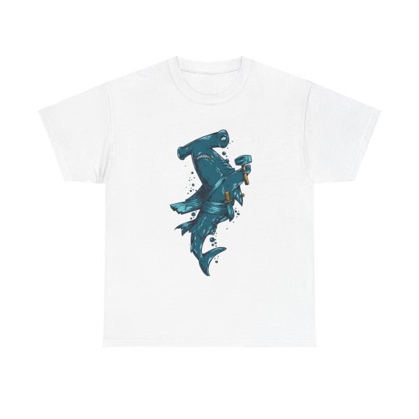 Blue Shark with Hammer T-Shirt For Men Heavy Cotton Tee