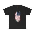 USA Flag Black Color T-Shirt For Unisex Heavy Cotton Tee