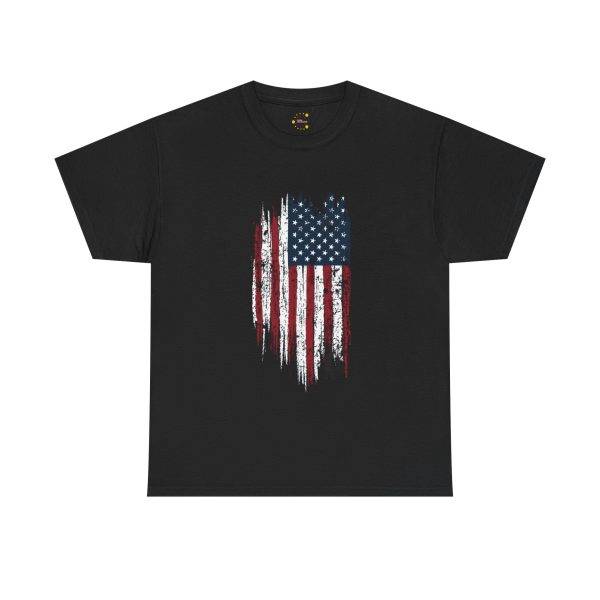 USA Flag Black Color T-Shirt For Unisex Heavy Cotton Tee