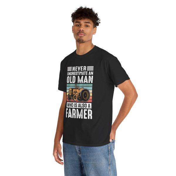 Never Underestimate an Old Man Farmer Unisex Heavy Cotton Tee