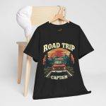 Road Trip Captain Black Color T-Shirt For Unisex Heavy Cotton Tee