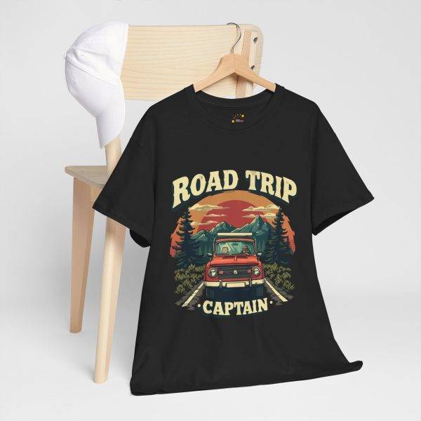 Road Trip Captain Black Color T-Shirt For Unisex Heavy Cotton Tee