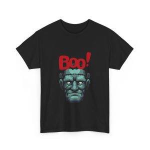 Boo Halloween Frankenstein's Black Color T-Shirt For Unisex Heavy Cotton Tee