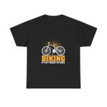 Biking Black Color T-Shirt For Unisex Heavy Cotton Tee
