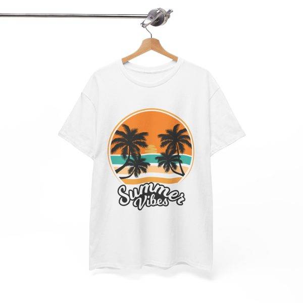 Summer Vibes White Color T-Shirt for Unisex Heavy Cotton Tee