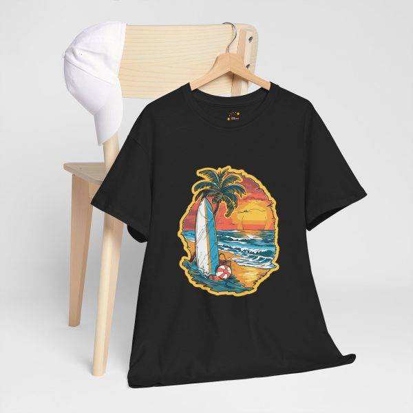 Tropical Sunset Surf Tee - Unisex Heavy Cotton Shirt
