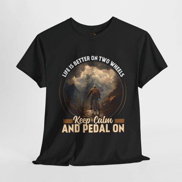 Keep Calm and Pedal On Unisex Heavy Cotton Tee - Perfect Gift for Cyclists of