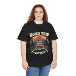 Road Trip Captain Black Color T-Shirt For Unisex Heavy Cotton Tee