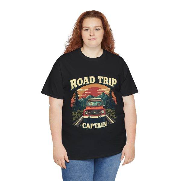 Road Trip Captain Black Color T-Shirt For Unisex Heavy Cotton Tee