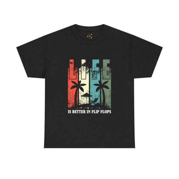 Life Is Better In Flip Flops Black Color T-Shirt For Unisex Heavy Cotton Tee