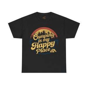 Camping is my Happy Place Black Color T-Shirt For Unisex Heavy Cotton Tee