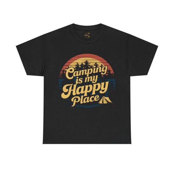 Camping is my Happy Place Black Color T-Shirt For Unisex Heavy Cotton Tee