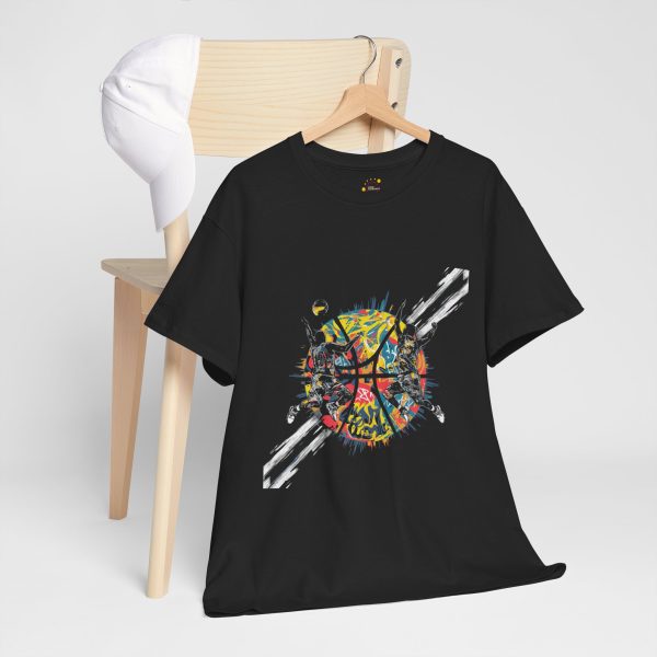 Vibrant Basketball Unisex Heavy Cotton Tee - Colorful Abstract Graphic Design