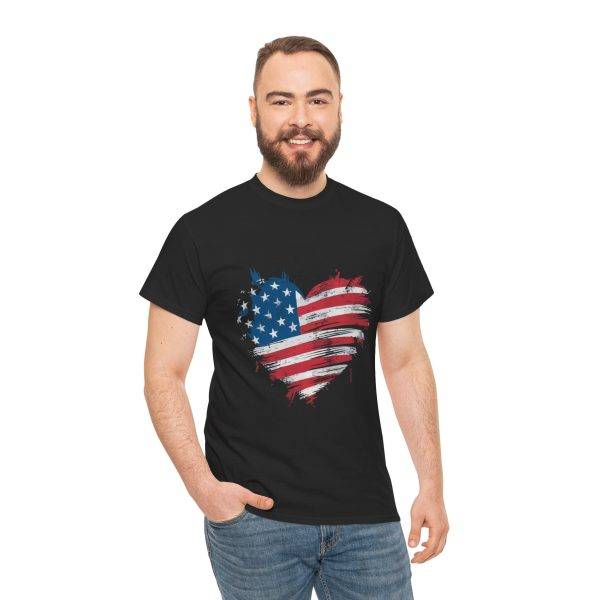 Patriotic USA Heart Unisex Heavy Cotton Tee
