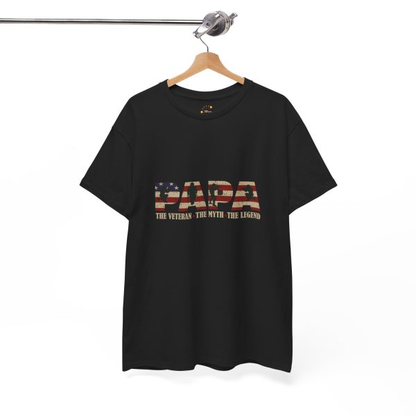 Patriotic Tee for Dads - 'Papa: The Veteran, The Myth, The Legend'