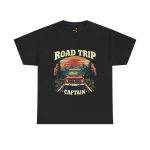 Road Trip Captain Black Color T-Shirt For Unisex Heavy Cotton Tee