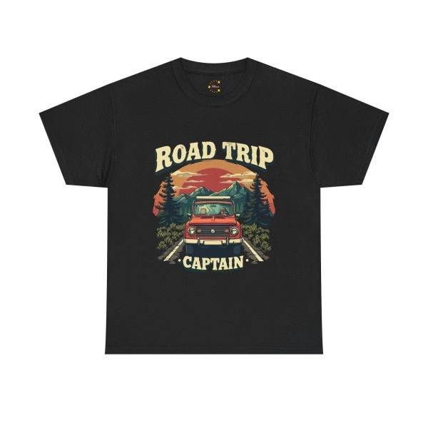 Road Trip Captain Black Color T-Shirt For Unisex Heavy Cotton Tee