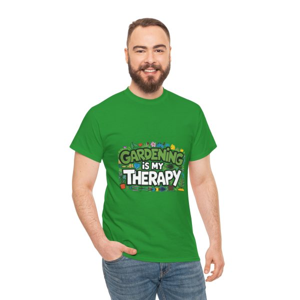 Gardening Is My Therapy Unisex Heavy Cotton Tee - Green Gardening T-Shirt for Plant Lovers