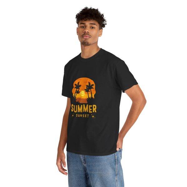 Summer Sunset Black Color T-Shirt For Unisex Heavy Cotton Tee