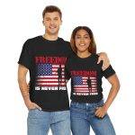 Freedom US Flag Black Color T-Shirt For Unisex Heavy Cotton Tee