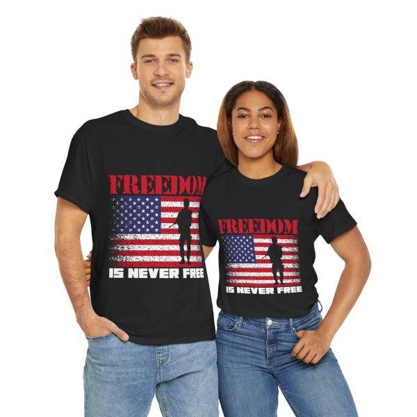 Freedom US Flag Black Color T-Shirt For Unisex Heavy Cotton Tee