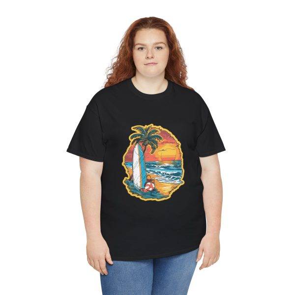 Tropical Sunset Surf Tee - Unisex Heavy Cotton Shirt