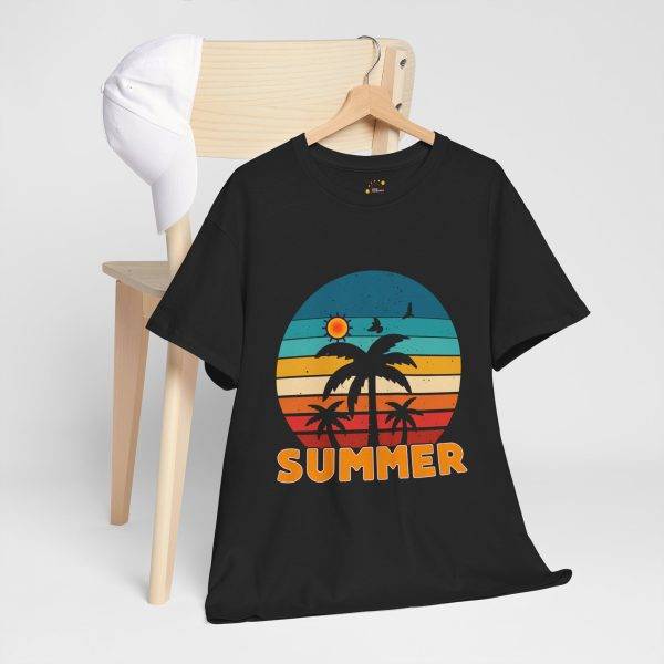 Summer Vibes Unisex Heavy Cotton Tee with Palm Tree Design Summer Vibes Unisex Heavy Cotton Tee with Palm Tree Design