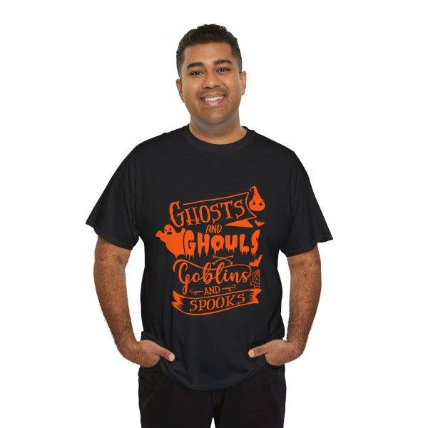 Halloween Ghosts And Ghouls Black Color T-Shirt For Unisex Heavy Cotton Tee