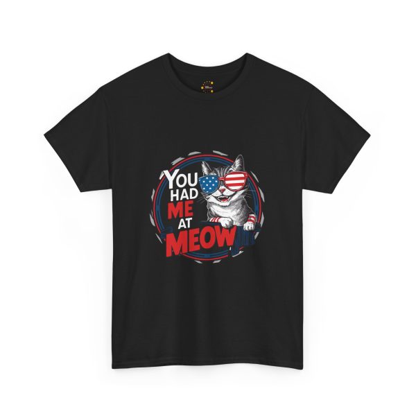 Cute Patriotic Cat Unisex Heavy Cotton Tee - "You Had Me at Meow" Cute Patriotic Cat Unisex Heavy Cotton Tee - "You Had Me at Meow"