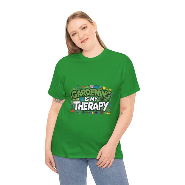 Gardening Is My Therapy Unisex Heavy Cotton Tee - Green Gardening T-Shirt for Plant Lovers