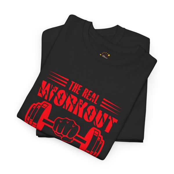 Motivational Gym Tee - "The Real Workout Starts When You Want to Stop" Unisex Heavy Cotton Shirt Motivational Gym Tee - "The Real Workout Starts When You Want to Stop" Unisex Heavy Cotton Shirt