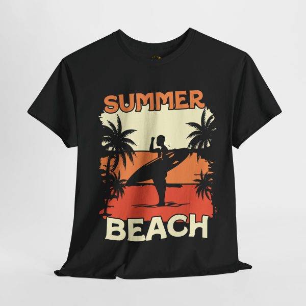 Summer Beach Unisex Heavy Cotton Tee - Relaxed Fit, Tropical Vibe, Perfect for Vacation