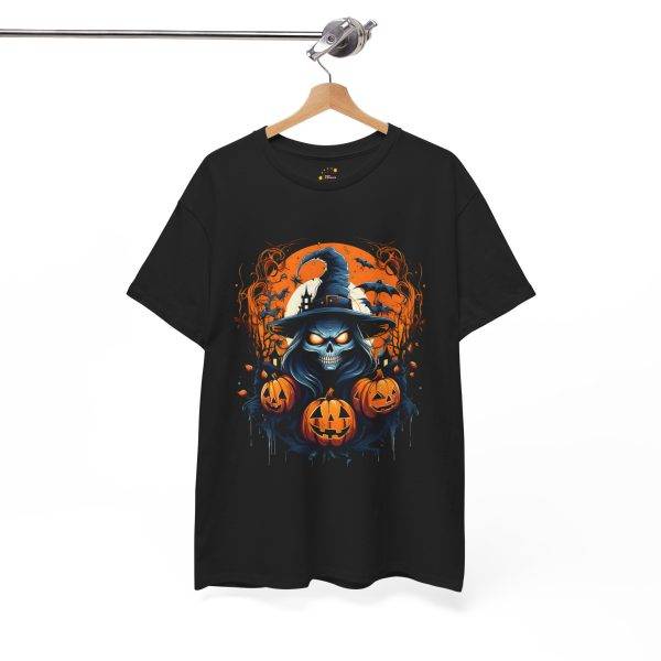 Scary Halloween pumpkin Black Color T-Shirt For Unisex Heavy Cotton Tee