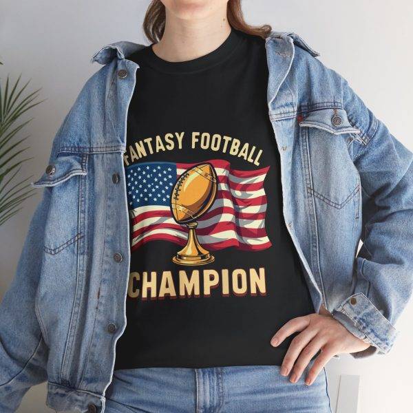 FANTASY FOOTBALL CHAMPION Black Color T-Shirt For Unisex Heavy Cotton Tee