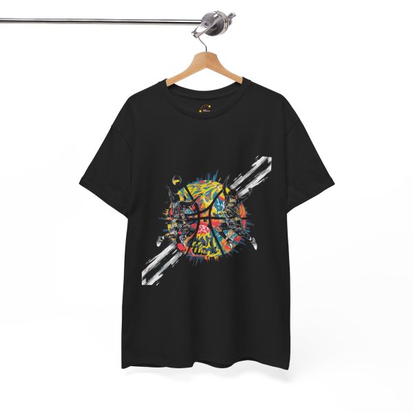 Vibrant Basketball Unisex Heavy Cotton Tee - Colorful Abstract Graphic Design