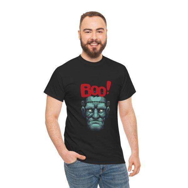 Boo Halloween Frankenstein's Black Color T-Shirt For Unisex Heavy Cotton Tee Boo Halloween Frankenstein's Black Color T-Shirt For Unisex Heavy Cotton Tee