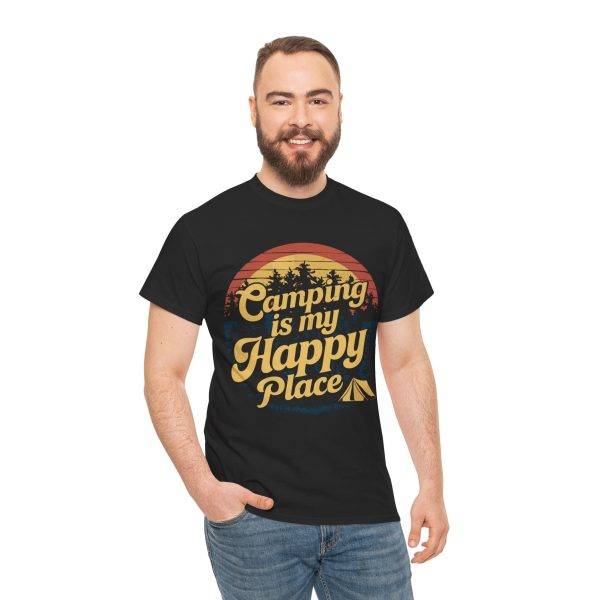 Camping is my Happy Place Black Color T-Shirt For Unisex Heavy Cotton Tee