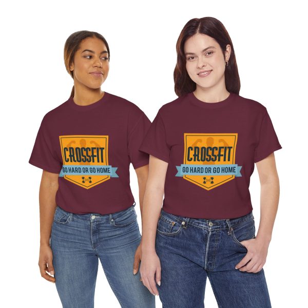 GYM Cross Fit Go Hard Or Go Home Maroon Color T-Shirt For Unisex Heavy Cotton Tee