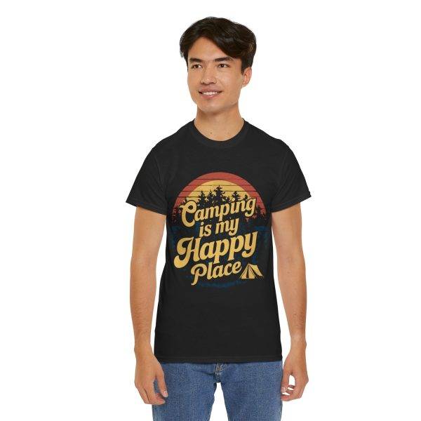 Camping is my Happy Place Black Color T-Shirt For Unisex Heavy Cotton Tee