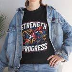 Strength Progress Black Color T-Shirt For Unisex Heavy Cotton Tee