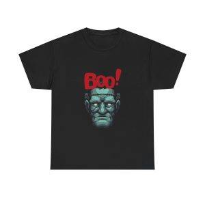 Boo Halloween Frankenstein's Black Color T-Shirt For Unisex Heavy Cotton Tee