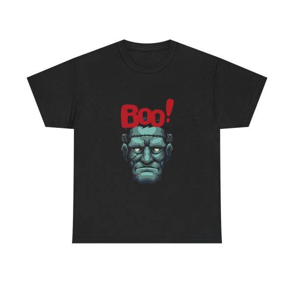 Boo Halloween Frankenstein's Black Color T-Shirt For Unisex Heavy Cotton Tee Boo Halloween Frankenstein's Black Color T-Shirt For Unisex Heavy Cotton Tee